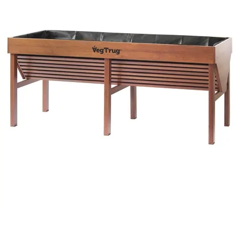 VegTrug Aluminium Raised Planter - Teak Wood Effect In Brown