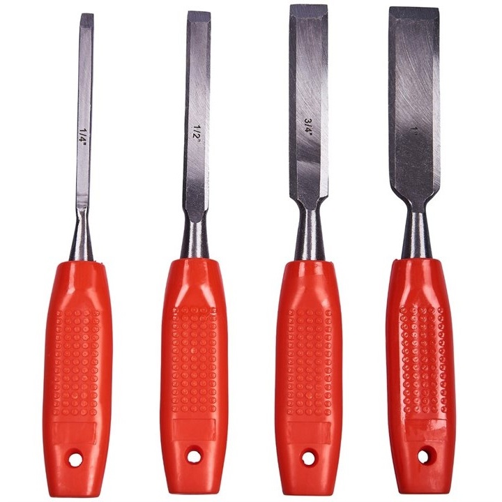 Amtech 4 Piece Wood Chisel Set In Red