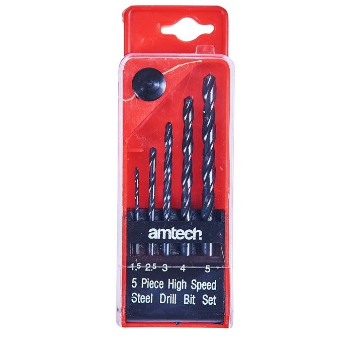 Amtech 5 Piece High Speed Steel Hss Drill Set In Black