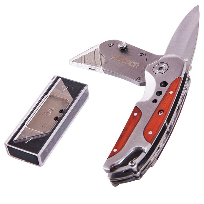 Amtech 2-in-1 Tradesmans Knife In Silver