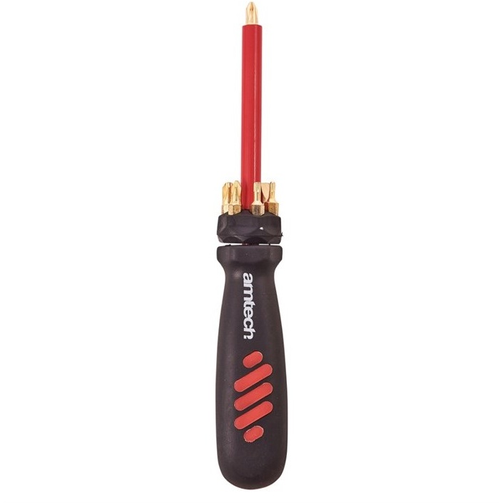 Amtech 8 Piece Telescopic Magnetic Screwdriver Set In Red