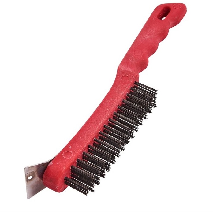 Amtech Wire Brush And Scraper In Red