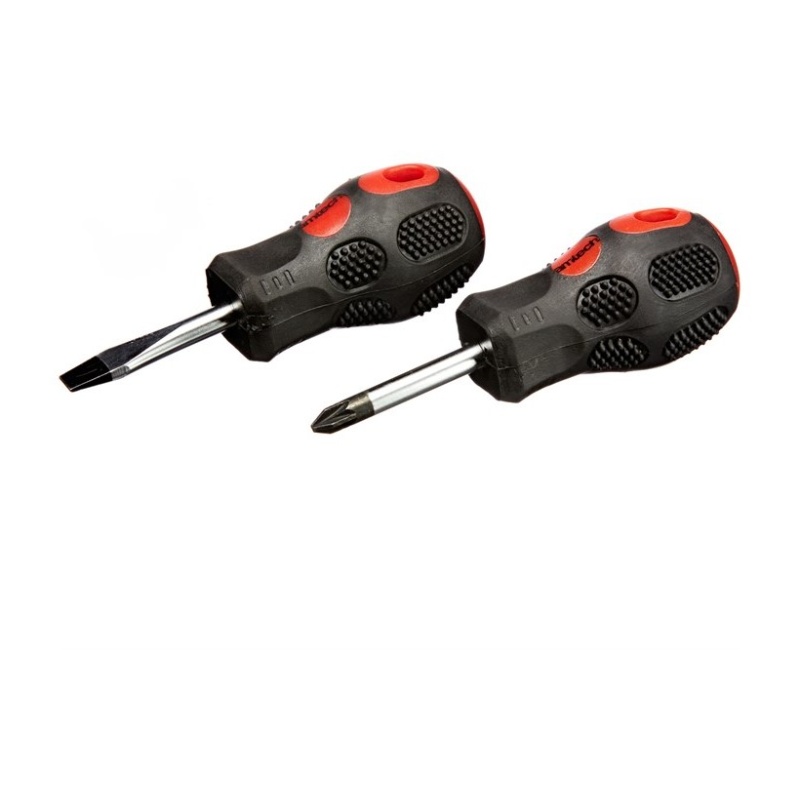 Amtech 2 Piece Stubby Screwdriver Set In Black