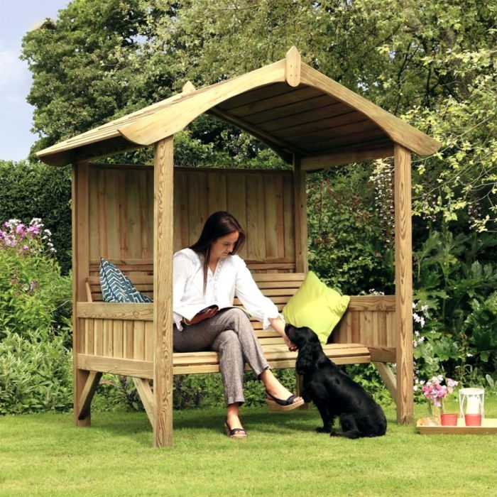 Zest Garden Burghley Wooden Arbour In NaturalWood