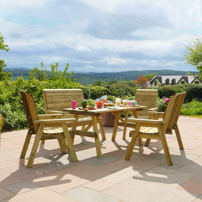 Zest Garden Freya 6 Seater Wooden Dining Set In Natural