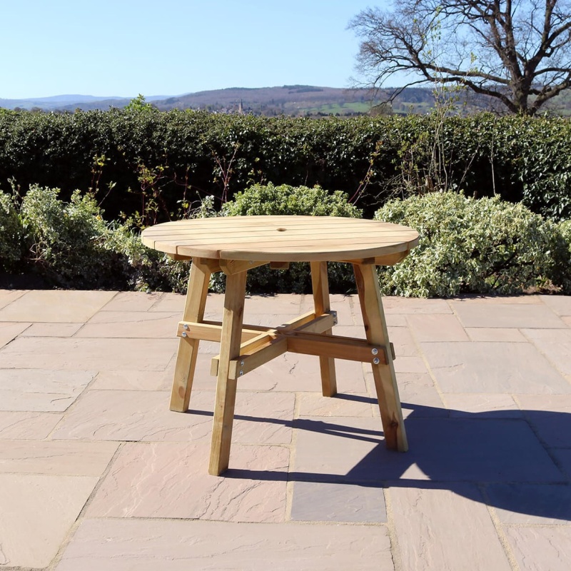 Zest Garden Freya Round Wooden Table In Natural