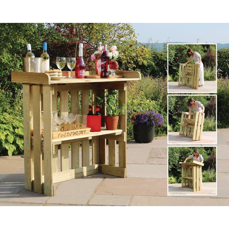 Zest Garden Wooden Folding Bar In Natural