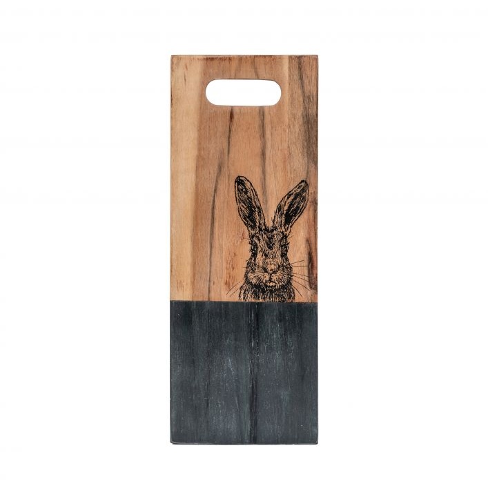 Downtown Hare Serving Board - Wood & Black Marble