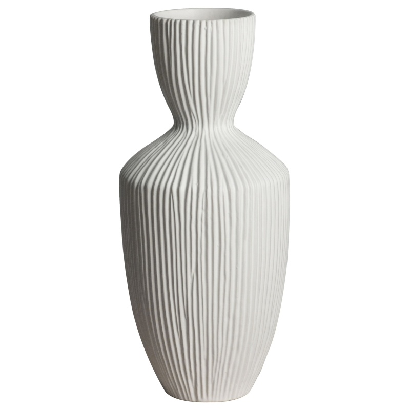 Hirano Ribbed Stoneware Vase - Cream