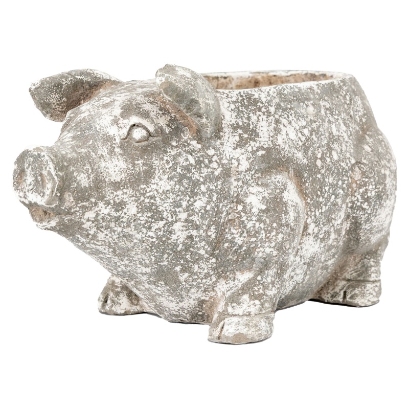 Downtown Pig Cement Planter Large - Antique White