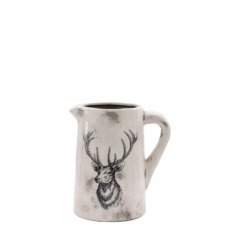 Stag Medium Pitcher Vase - Distressed