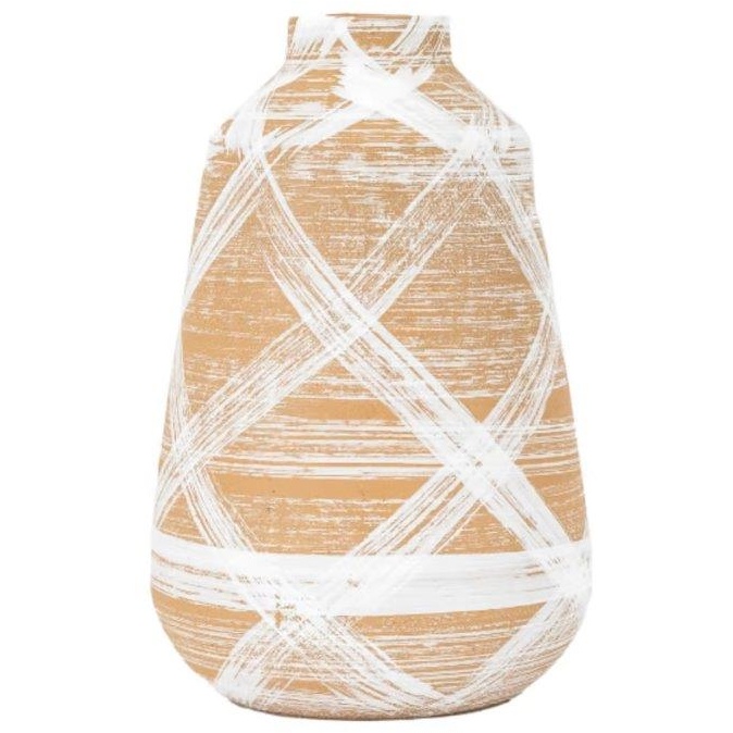 Tarka Reactive Large Vase - Brown/White