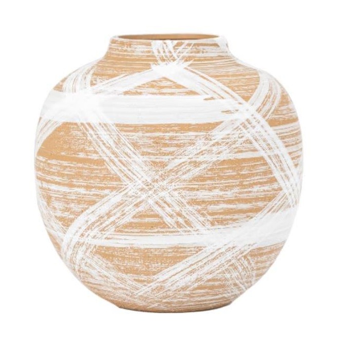 Tarka Reactive Small Vase - Brown/White