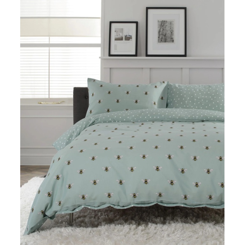 Deyongs Honey Bee Duvet Set - Sage - Single In Green