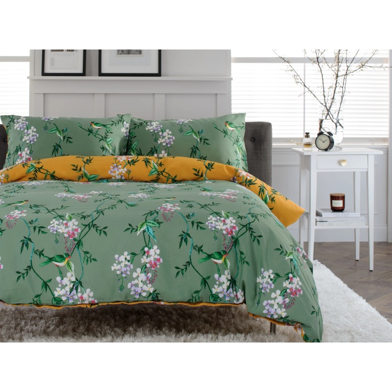 Deyongs Bird Garden Duvet Set - Single In Green