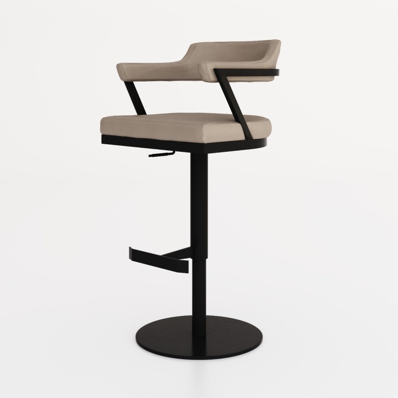 HND Firenza Bar Stool - Black Frame - Grey PU Leather