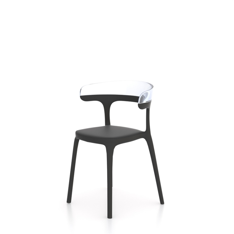 HND Luna Anthracite Dining Chair - Clear Back