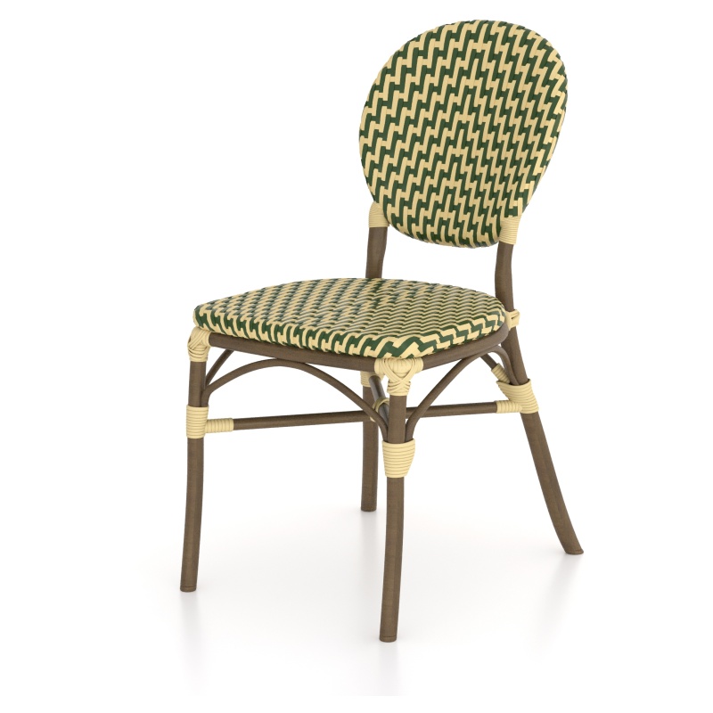 HND Polly Rattan Dining Chair - Green/Cream