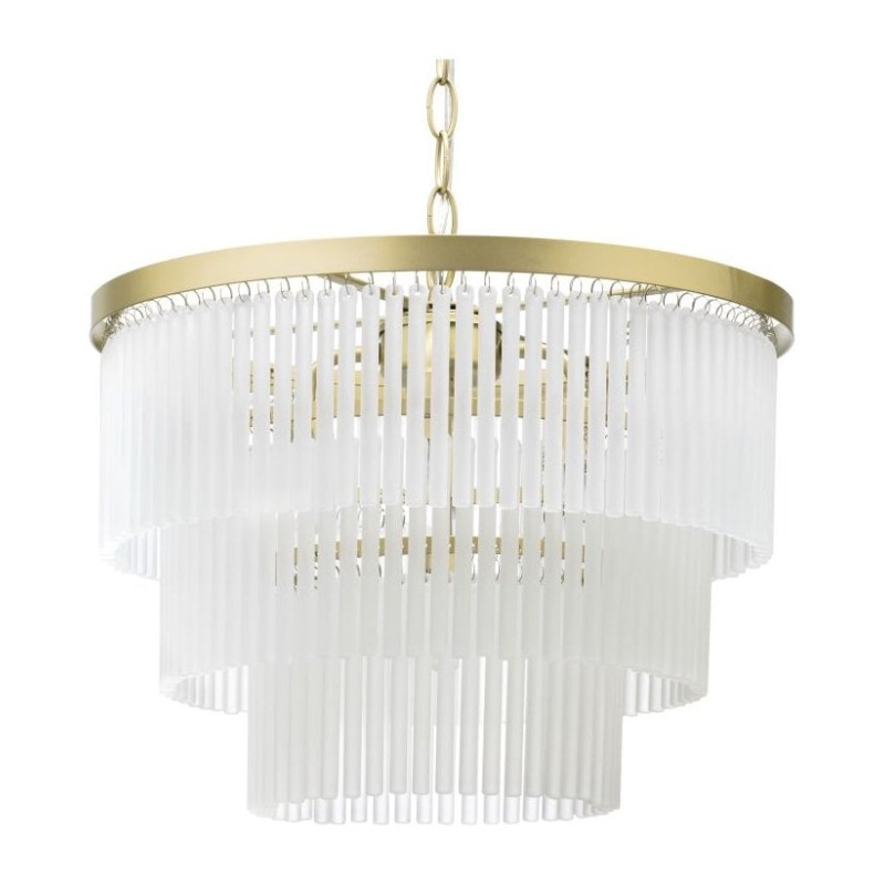 BHS BHS Aubrey 5 Light Ceiling Pendant Light - Brass/Frosted Glass