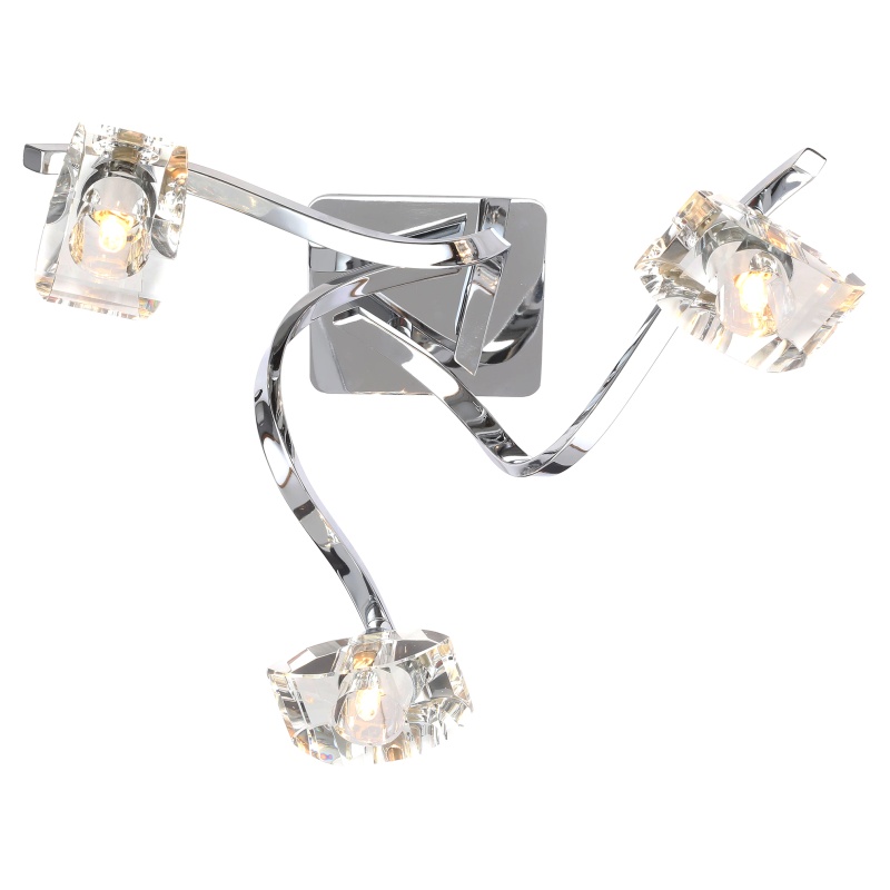 BHS Bella 3 Light Flush Ceiling Light - Chrome/Clear