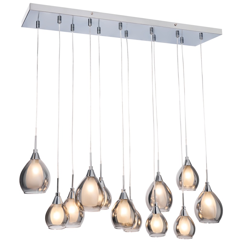 BHS Carmella Diner 12 Light Ceiling Pendant Light - Chrome/Smoke