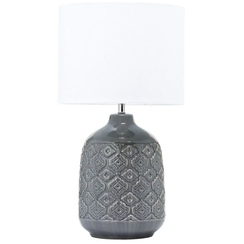 BHS BHS Cosgrove Patterned Ceramic Table Lamp - Dark Grey