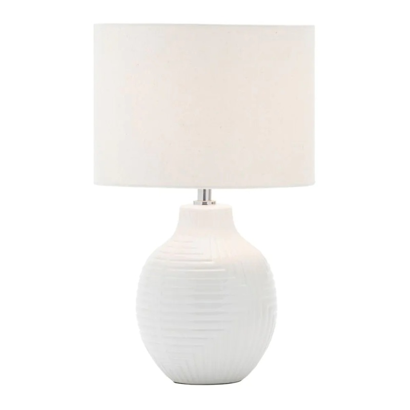 BHS BHS Gus Embossed Ceramic Table Lamp - White