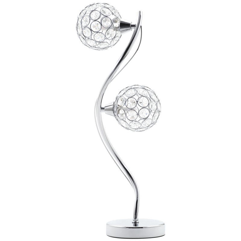 BHS Orianna 2 Light Table Lamp - Chrome/Clear