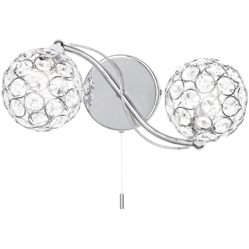 BHS BHS Orianna 2 Light Wall Light - Chrome/Clear