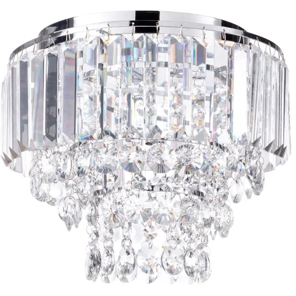 BHS Paladina Flush 30cm Ceiling Light - Chrome/Clear