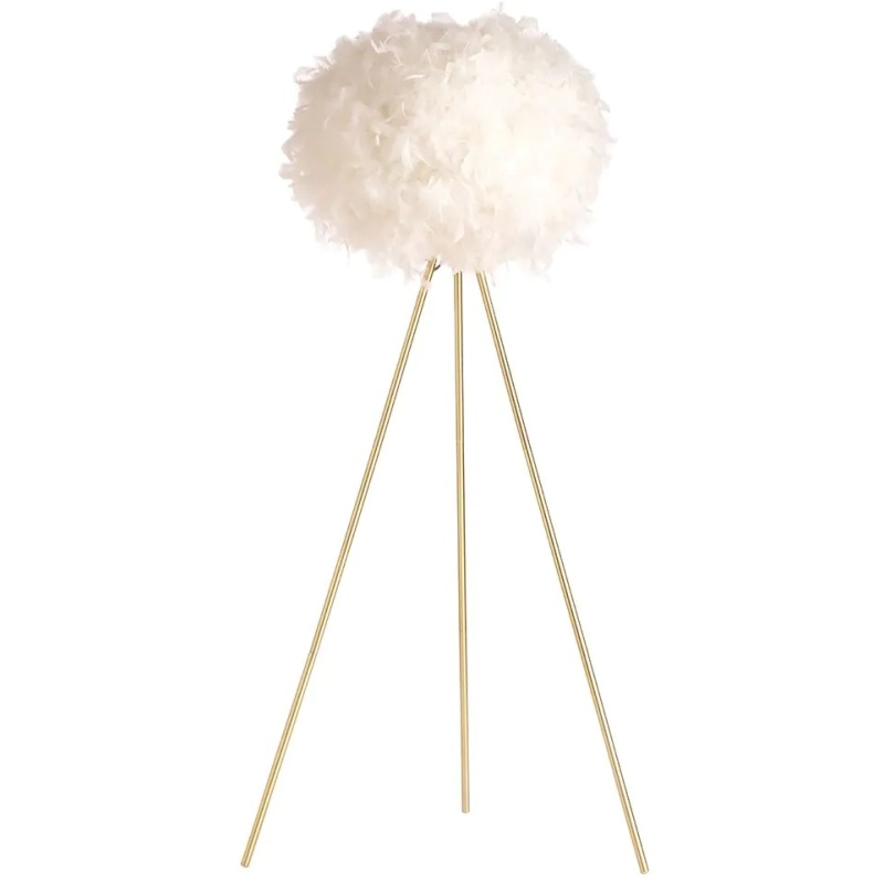 BHS BHS Feather Tripod Floor Lamp - Satin Brass/White