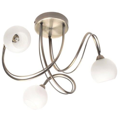 BHS Soni 3 Light Flush Ceiling Light - Antique Brass/Alabaster