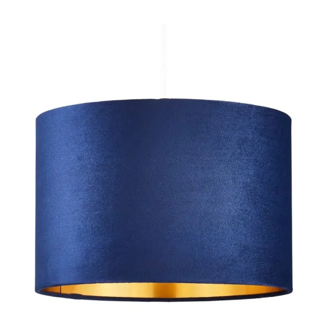 BHS Velvet Easy Fit Light Shade 30cm - Navy/Brass