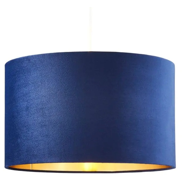 BHS Velvet Easy Fit Light Shade 40cm - Navy/Brass