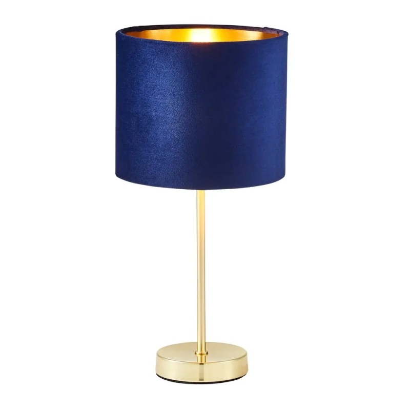 BHS BHS Velvet Table Lamp - Navy/Brass