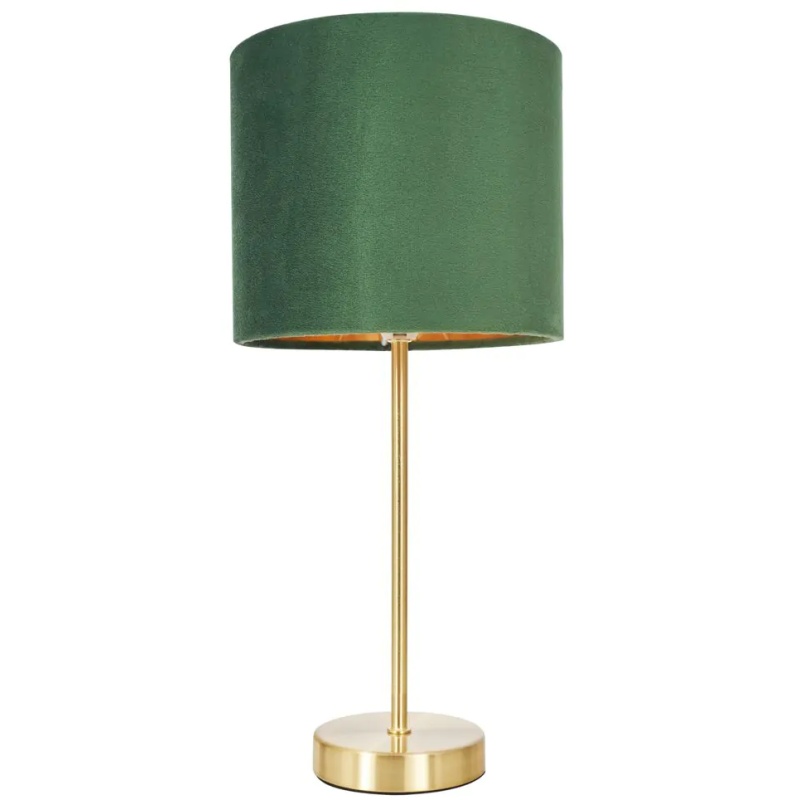 BHS BHS Velvet Table Lamp - Green/Brass