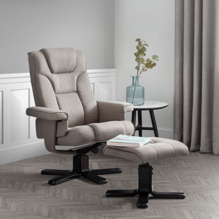 Julian Bowen Julian Bowen Malmo Swivel Recliner Chair & Stool Set - Grey