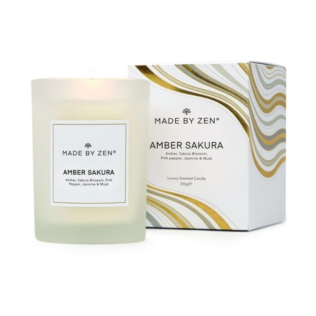 MadebyZen Amber Sakura Signature Scented Candle - 250g