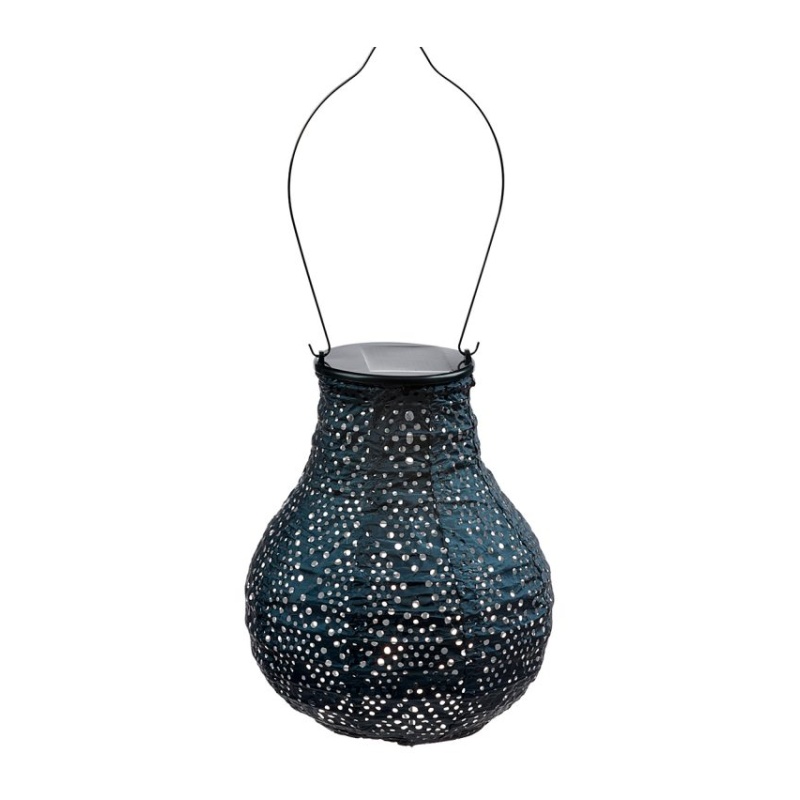 Bulb Solar Lantern - 16cm - Ikat - Petrol