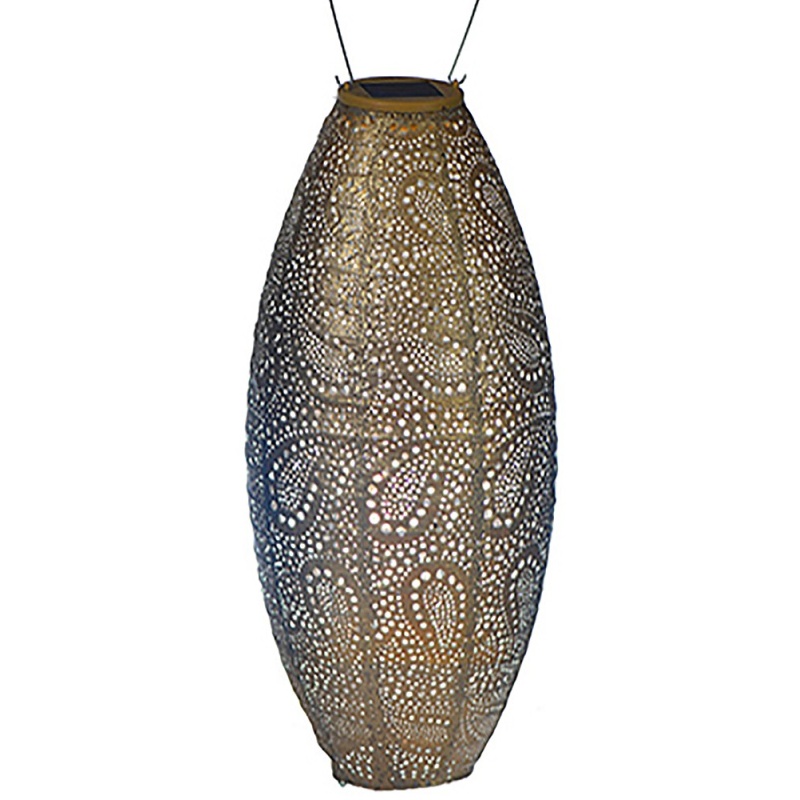 Lumiz Long Oval Solar Lantern - 20cm - Paisley - Gold