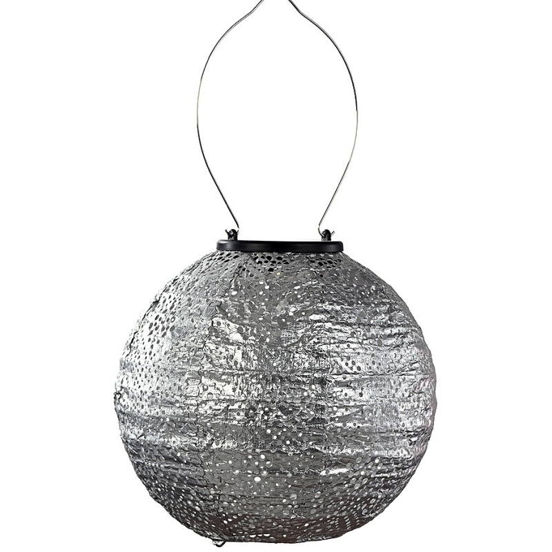 Lumiz Round Solar Lantern - 20cm - Topaze - Silver