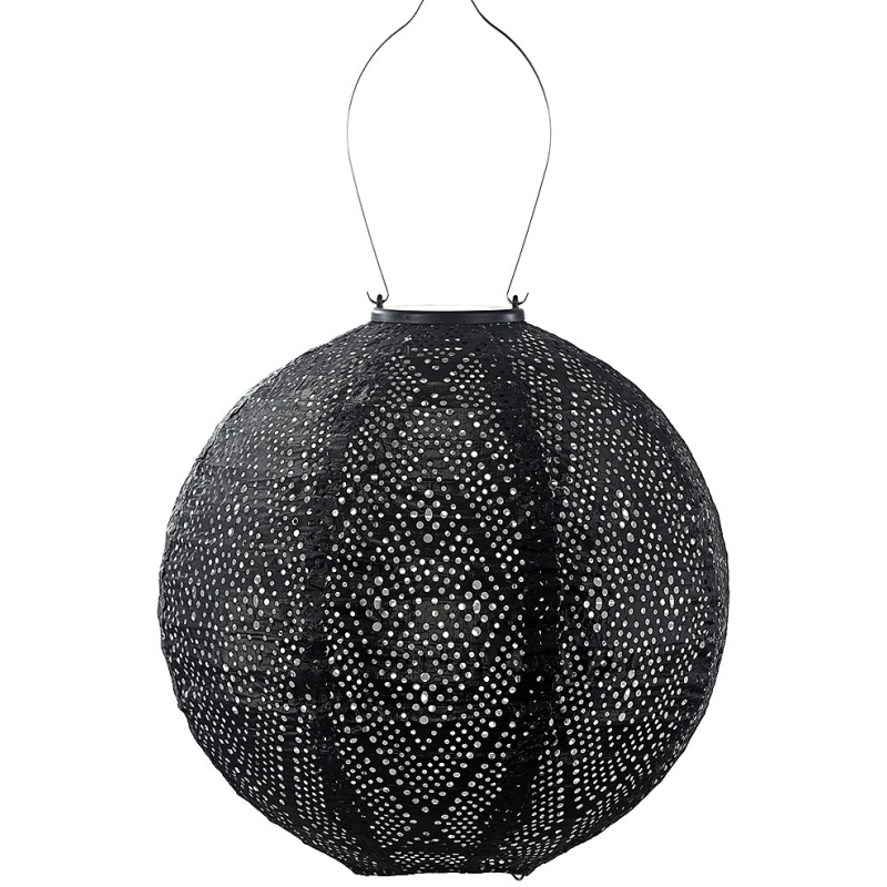 Lumiz Round Solar Lantern - 30cm - Ikat - Black