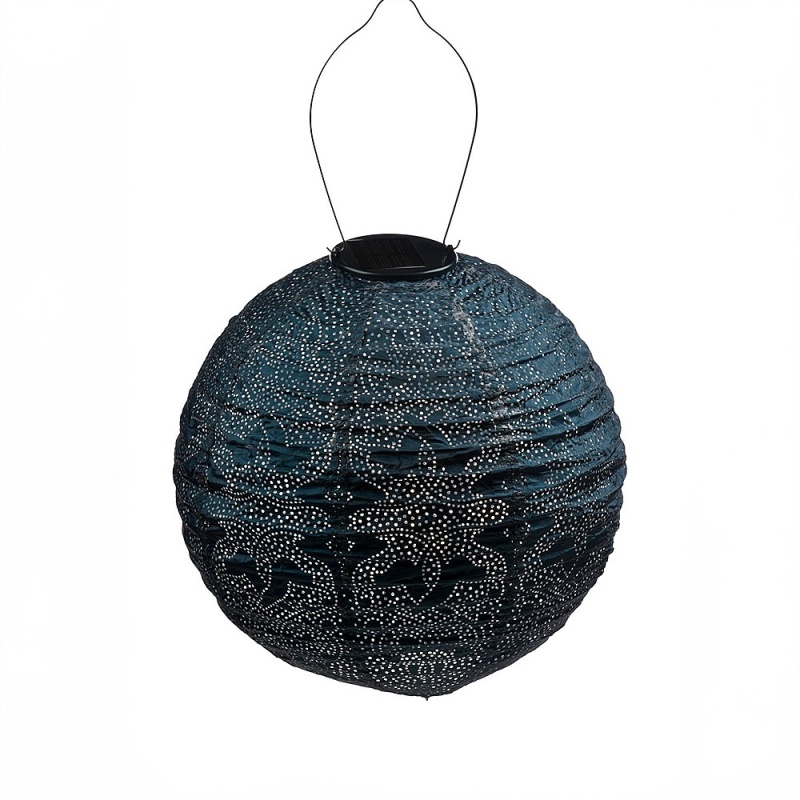 Lumiz Round Solar Lantern - 30cm - Marrakesh - Petrol In PetrolBlue