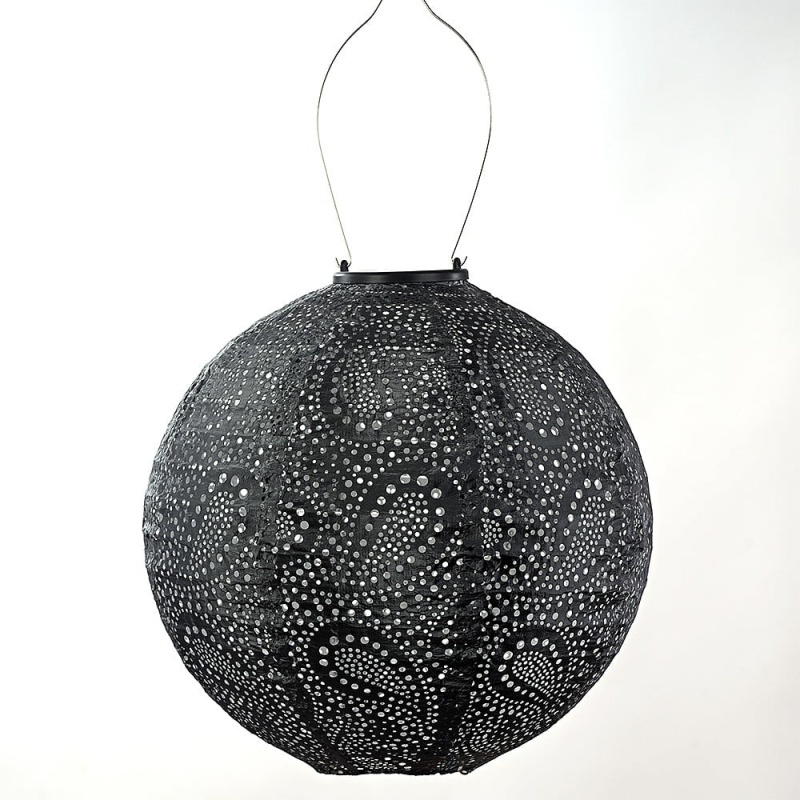 Lumiz Round Solar Lantern - 30cm - Paisley - Dark Grey In DarkGrey