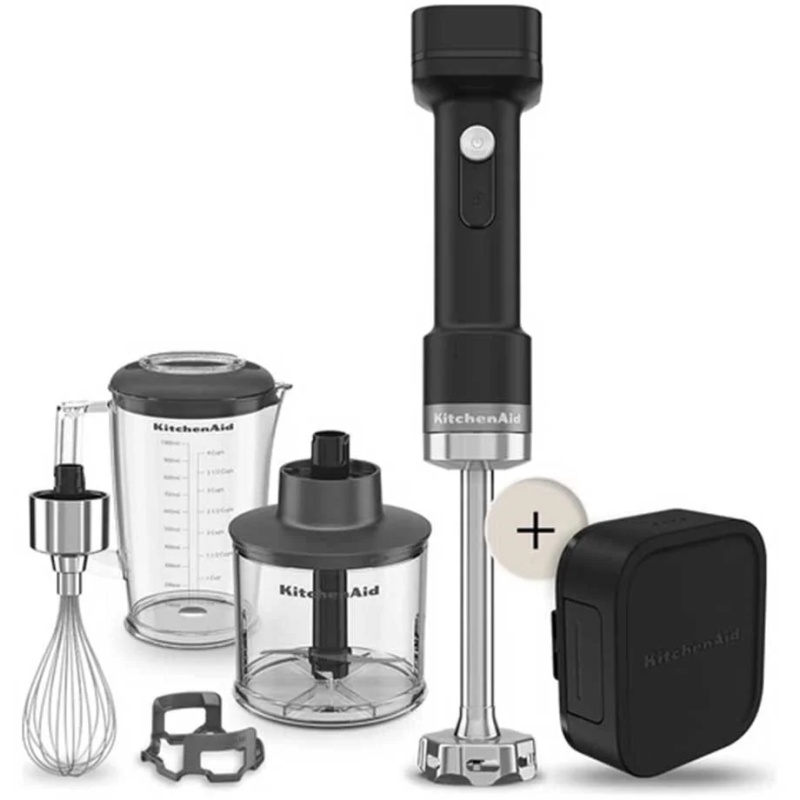 KitchenAid 5KHBRV75BM Go Cordless Hand Blender with Accessories & Battery