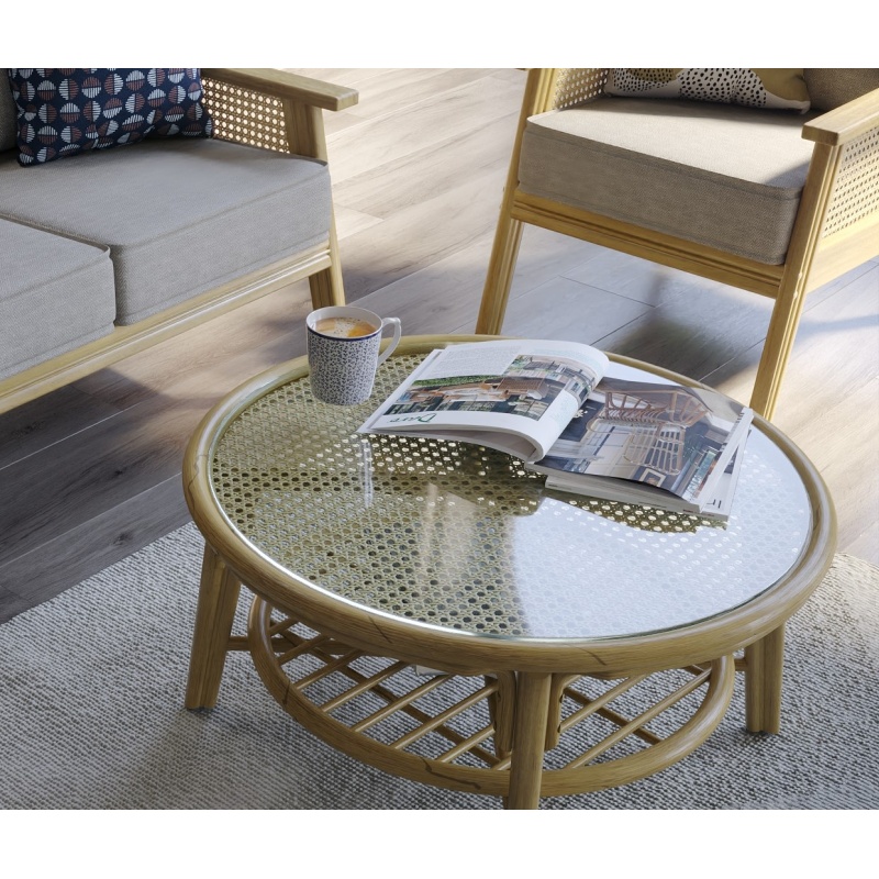 Daro Dingley 80cm Glass Top Round Coffee Table