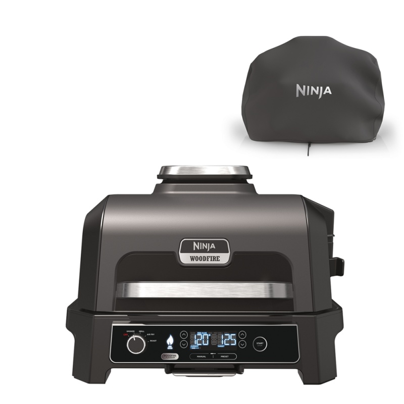 Ninja Ninja OG850UKKIT Woodfire Pro XL Electric BBQ Grill With Cover - Black/Grey