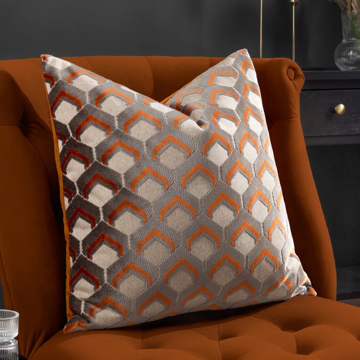 Riva Ledbury Cushion 45cm - Ginger/Grey