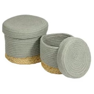 Esselle Balham Set Of 2 Lidded Nested Storage Baskets - Grey