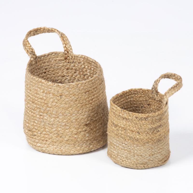 Esselle Barbican Set of 2 Hanging Nested Jute Baskets - Natural